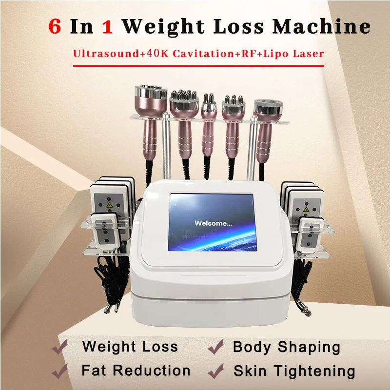 Radiofrecuencia Estiramiento de la piel Máquina de adelgazamiento RF Láser Lipo Diodo Pérdida de peso Reducción de celulitis sin dolor Eliminación de grasa Cavitación 40k