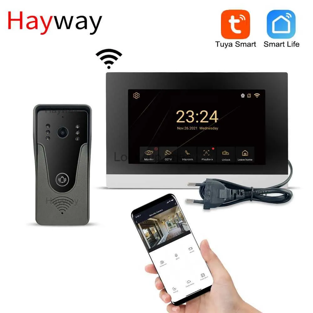 Doorbells Hayway 1080p Video Intercom System Tuya Smart Door Phone Ahd Full Touch Monitor för Home Video Doorbell Camera Motion Detection HKD230918