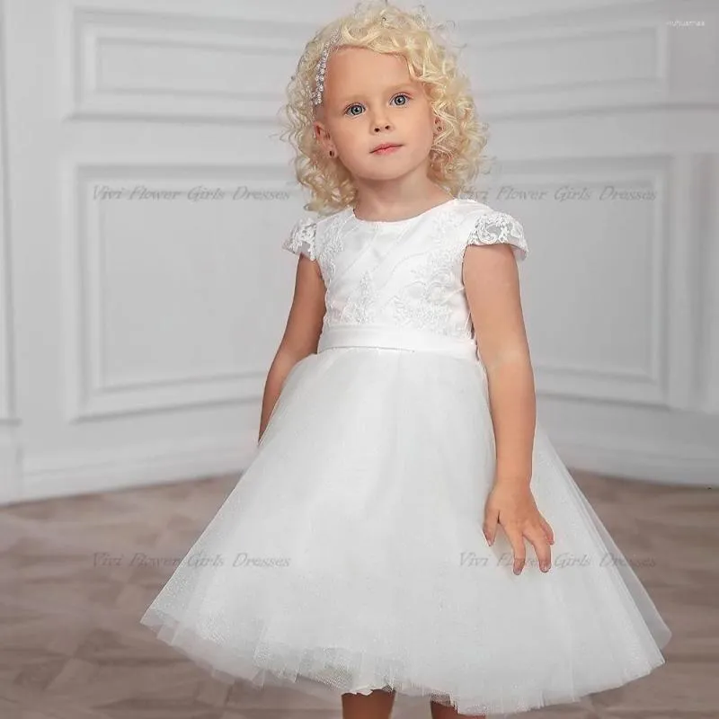 Vestidos de menina branco inchado bebê meninas simples rendas até vestido infantil para aniversário criança vestido de festa 2023