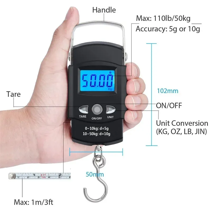 Wholesale Digital Pocket Scale 50kg Capacity For Fishing, With Hook Hanging  Measuring Tape And Mini Luggage Scales From Yuefei1, $4.08