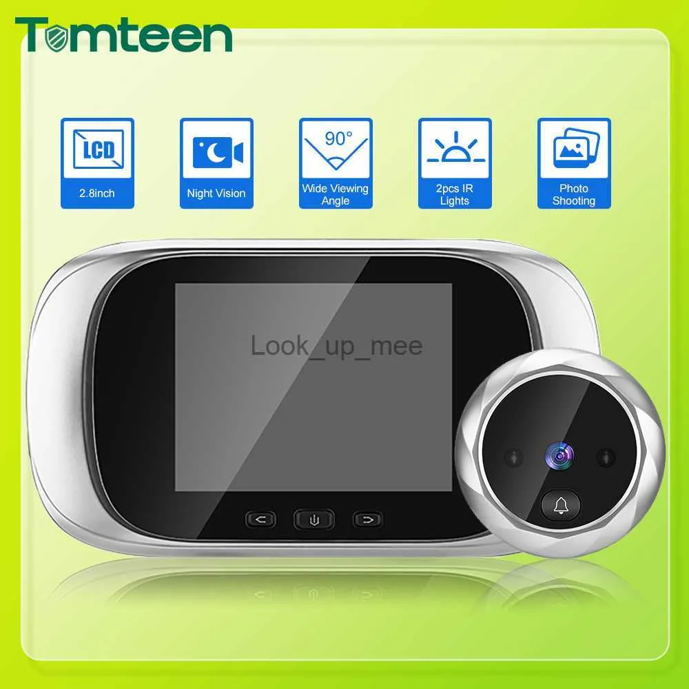 초인종 Tomteen 2.8 인치 LCD 컬러 스크린 디지털 초인종 전자 구멍 도어 카메라 뷰어 90 도어 눈 도어 링 모니터 HKD230918