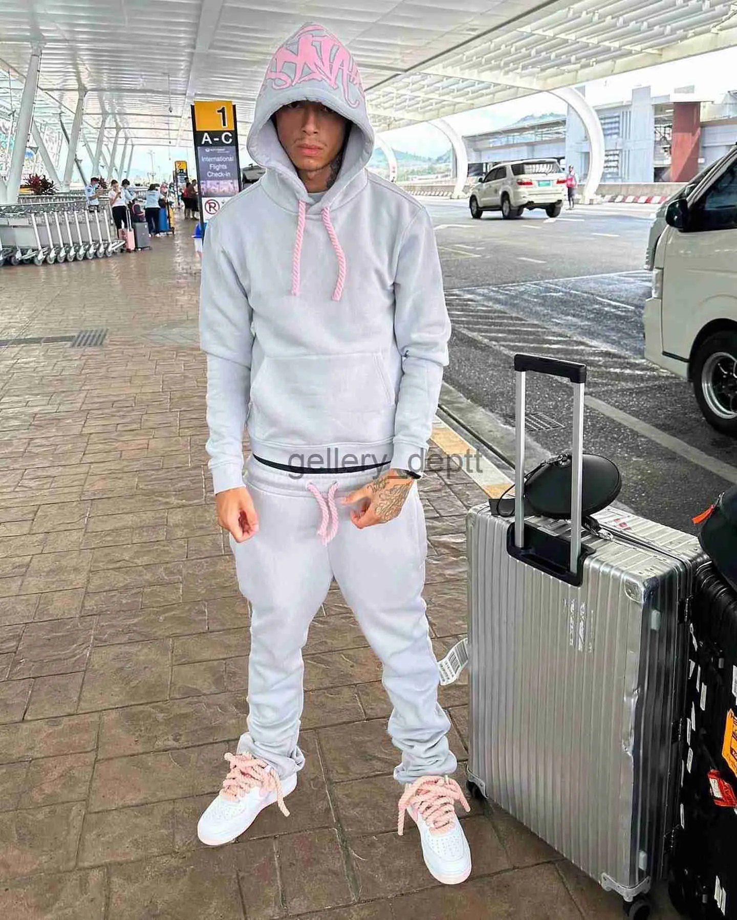 Herrspårssuits Synaworld Y2K Hoodie Sweatpants Tvådelat Hip Hop Letter Print Overdimensionerad hoodie Sweatpants Set Loose Sportswear Streetwear J230918