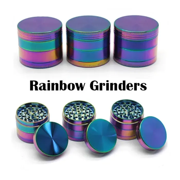 Iceblue Rainbow Malders Zinc Alloy Metal Grinder Rökning 40/50mm Diameter 4 delar Krossning Herbal Crushers