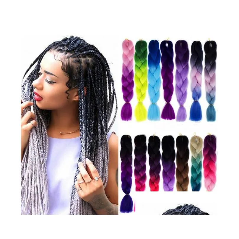 Haaraccessoires Cloghet Vlechten Kanekalon Synthetisch 24 inch Jumbo Vlechten 100 G/pak Blond Grijs Twists Extensions Drop Delivery Baby Dhrk9