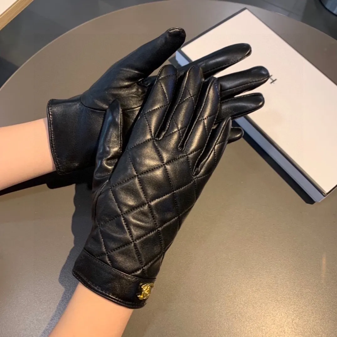 Guantes de cuero con pantalla táctil para mujer, manoplas cálidas