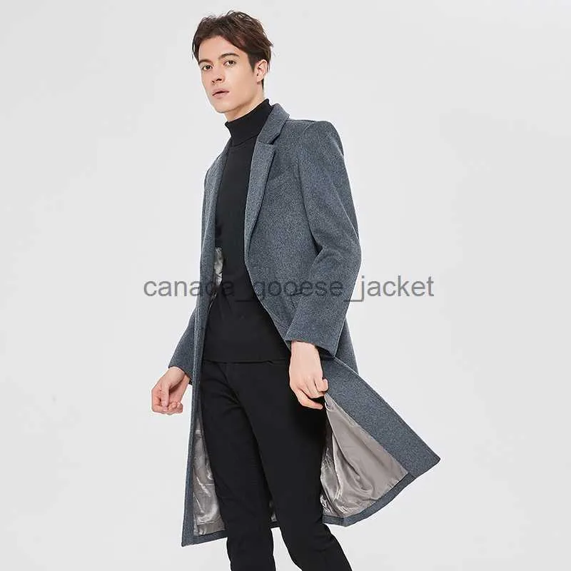 Женская шерстяная длинная шерстяная ветровка длиной до колена, мужская осенне-зимняя однотонная верхняя шерстяная куртка, деловая повседневная верхняя одежда, утолщенное теплое пальто, курткаL230918