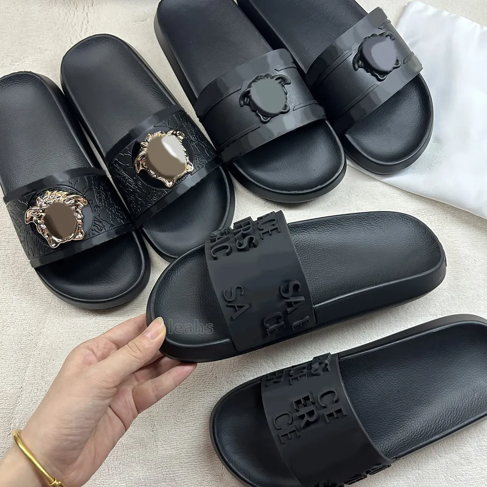 Met Box Slippers PALAZZO slide logo Dames Heren Slippers Strandsandaal Mule Rubber Slide Strandsandalen luxe Sandalen voor dames Slides man sliders us 13 us13 us5 zwart