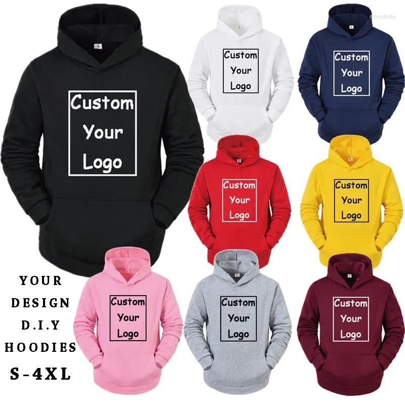 Herrtröjor din egen design varumärke logo bild personliga anpassade män kvinnor diy pullover solid tröja casual tryckkläder