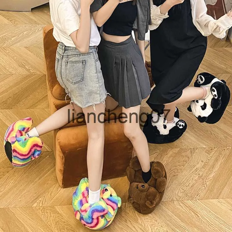 Slippers Slippers Women Men Children Boys Girls Winter Home Cotton Shoes Fashion Casual Indoor Female Clogs Ladies' s Warm Bear Boots x0916