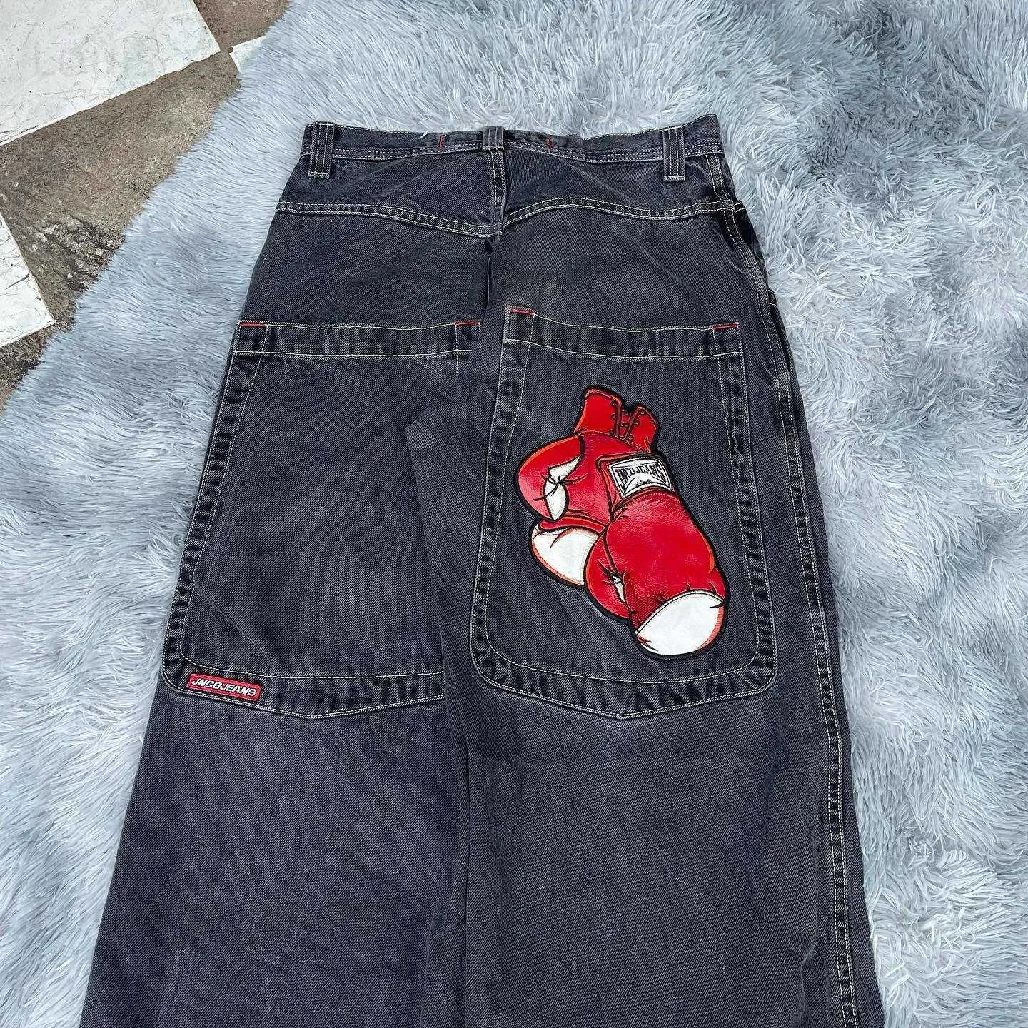 JNCO Jeans: Y2K Hip Hop Baggy Jeans Graphic Print From