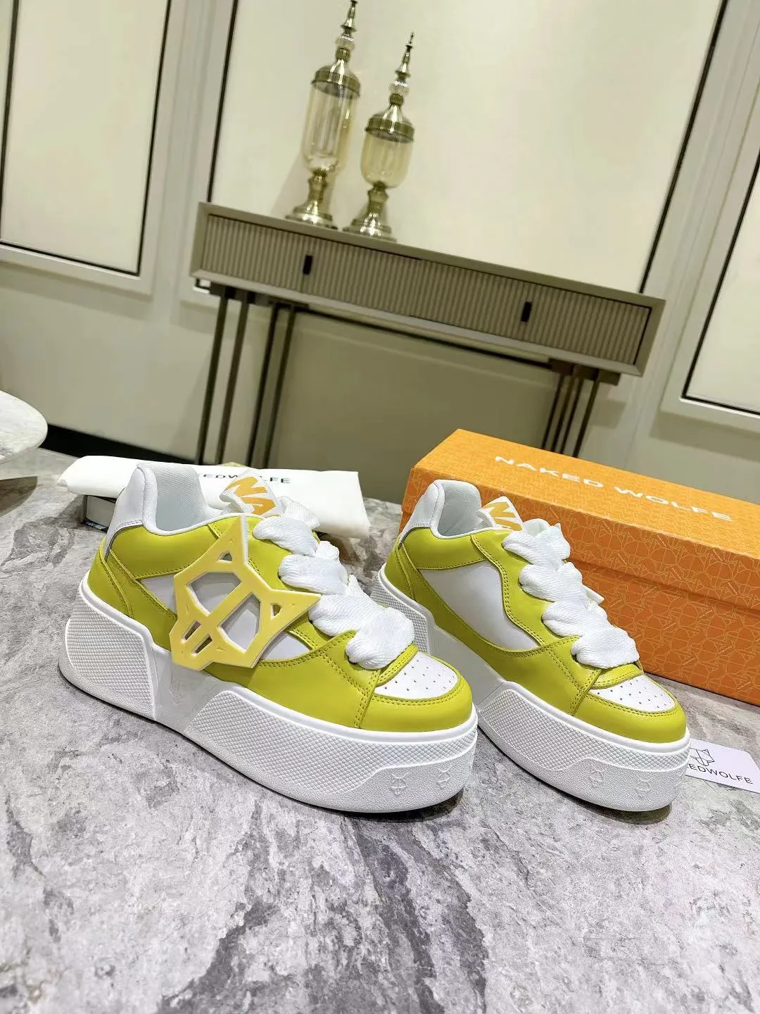 Naked Wolfe Designer Sneakers White, Black, Gold, And Red