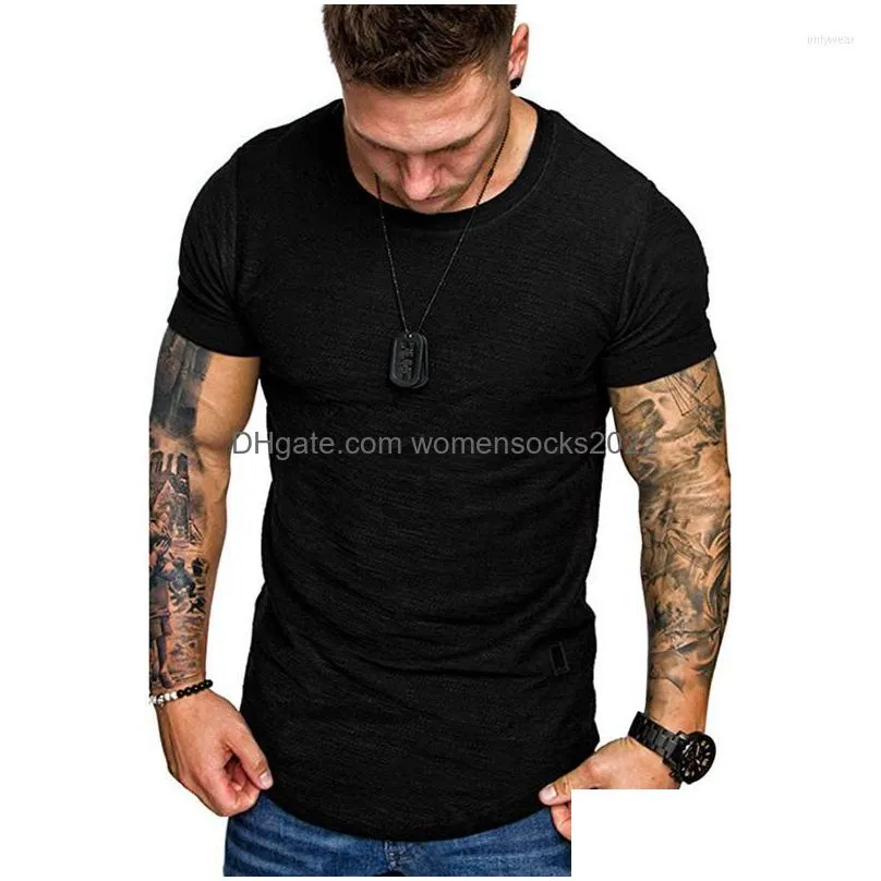 Camisetas para hombres Camisetas para hombre 2023 Descuento Verano Bambú Algodón Manga corta Cuello redondo Camiseta Drop Entrega Ropa Ropa Tees Dhiph