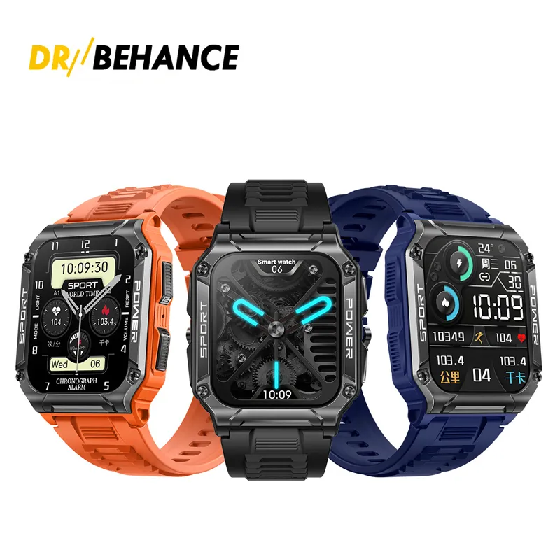 Reloj inteligente militar NX6 para exteriores con brújula, llamada Bluetooth, frecuencia cardíaca, oxígeno en sangre, reloj inteligente deportivo resistente al agua para hombres