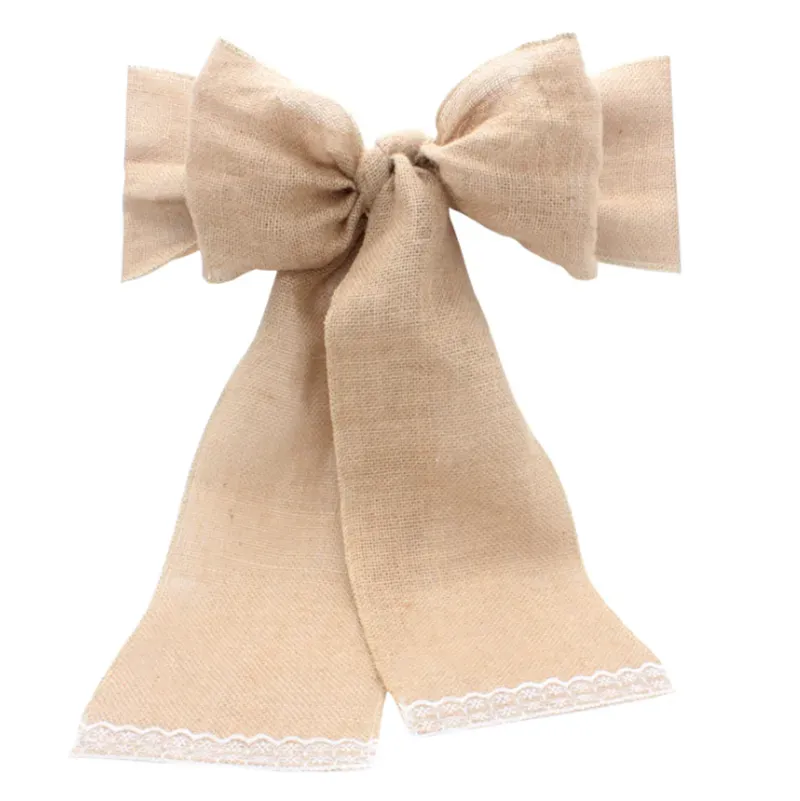 Natural Hessian Burlap Chair Sashes Rustic Burlap Chair Bow for Wedding Events Banquet Decoration