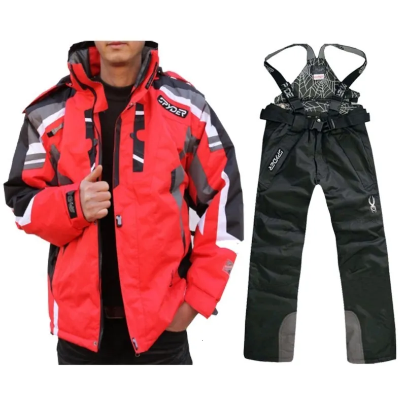 Costumes de Ski Spider épaissir chaud coupe-vent hiver hommes Snowboard ensemble veste de Ski et pantalon vêtements masculins combinaison de neige imperméable 230918