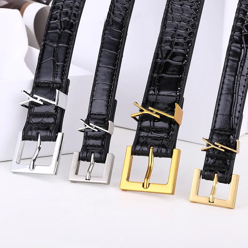 Luxurys tunt bälte för kvinnor äkta läder 3.0 cm 2,5 cm bredd män designer bälten s spänne alligator tryck ceinture womens midjeband cintura ceintures