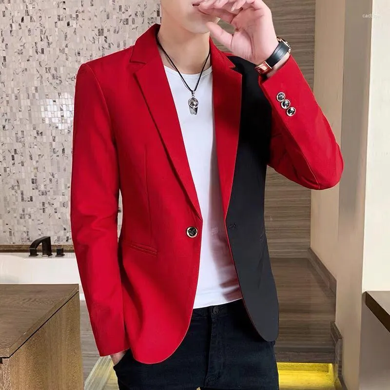 Herrdräkter Gradient Blazer Suit Coats 2023 Streetwear Korean Spring Casual Fit Color Jacket Wedding Business Slim Clothing