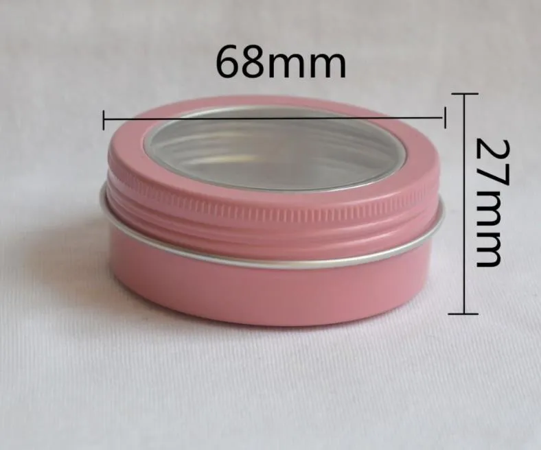 2 oz Aluminum Tin Jar 60 ml Refillable Containers Bottle Clear Top Screw Lid Round Tins Container SN4169