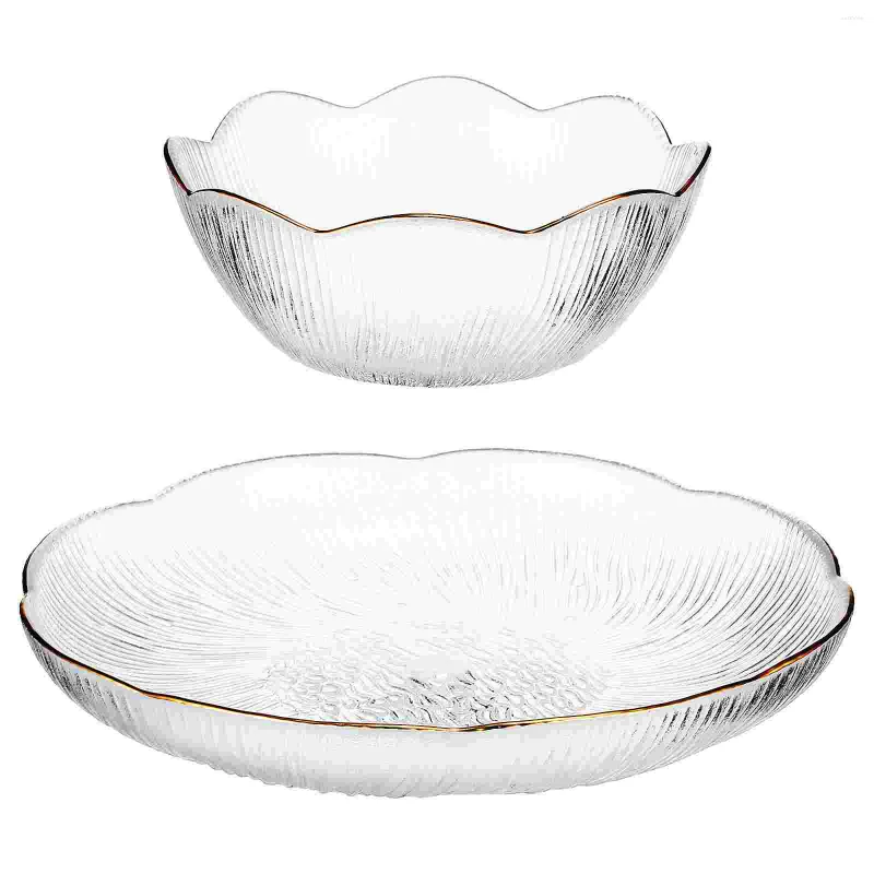 Bowls Clear Glass Bowl And Plate Set Small Salad Dessert Bread Dish Tableware For Kitchen