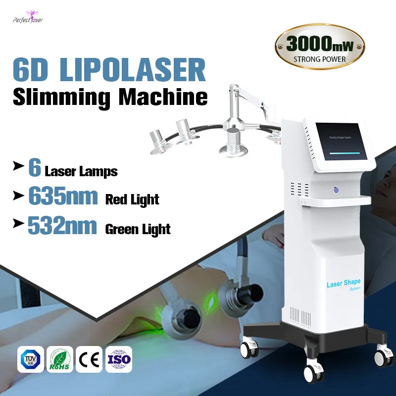 2023 Nieuwe Lipo Laser Body Shape Machine 6D Lipolaser Lichaamsvormgeving Nauwkeurige positionering Vetsmelten 6DLipo 2 jaar garantie 532nm Laser Gewichtsverlies Machine