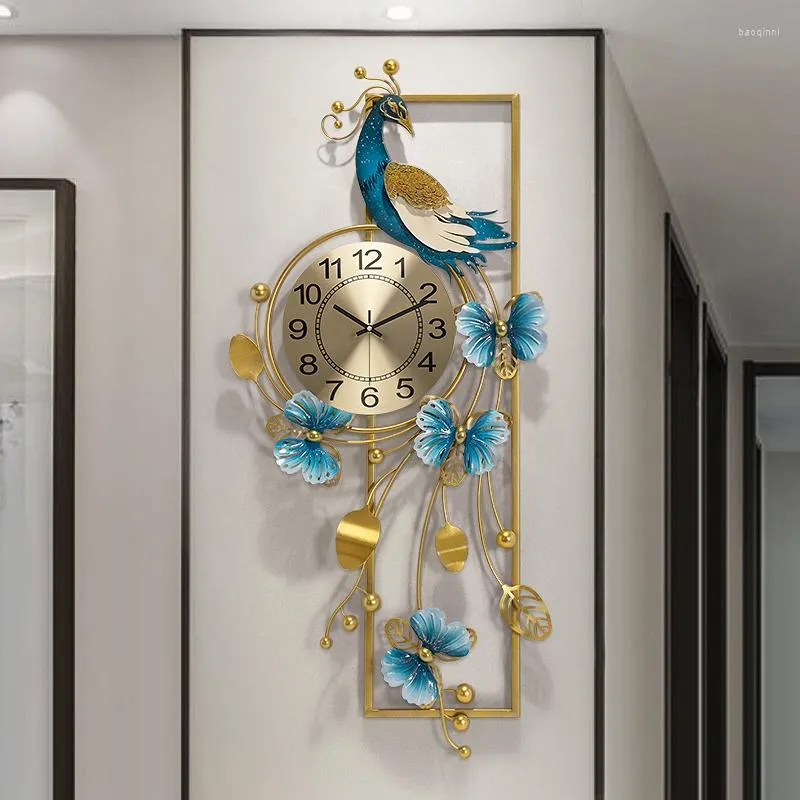 Horloges murales Batterie Horloge numérique Esthétique Antique Paon Rétro Métal Grand Design Moderne Luxe Saat Meubles