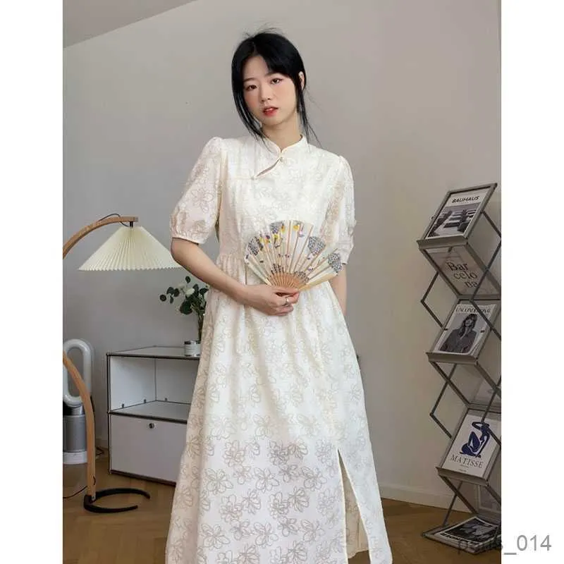 Robes de maternité Cheongsam vintage pour femmes enceintes de style chinois avec doublure fendue sur le côté, robe de maternité élégante, robes de soirée de grossesse