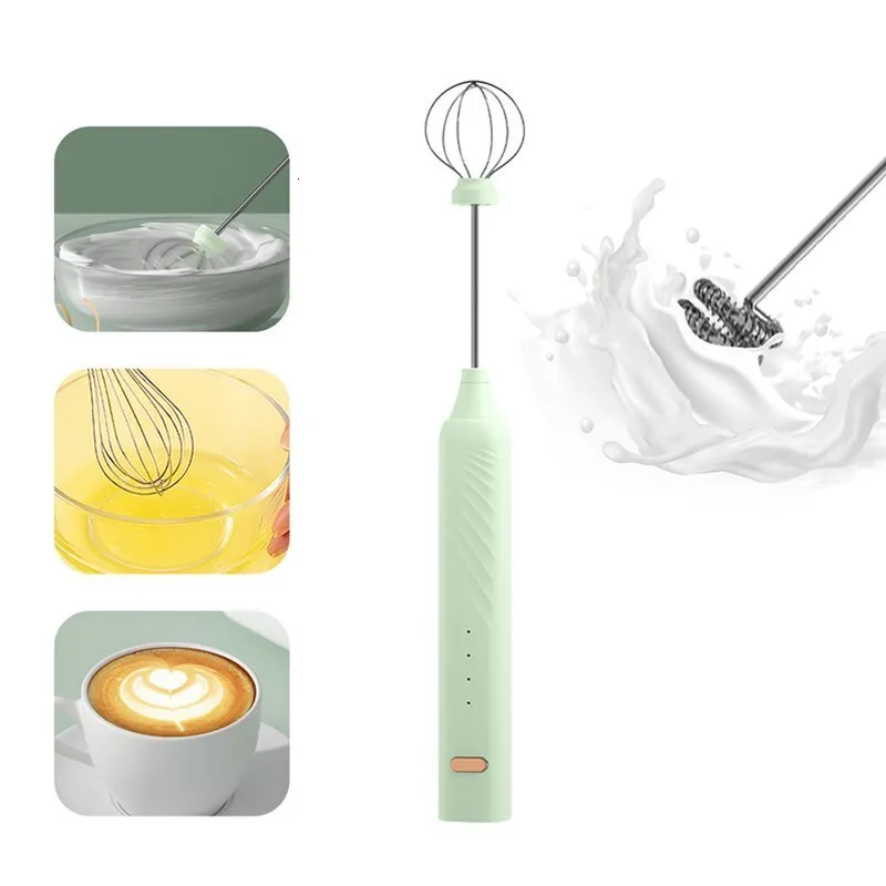 Egg Tools 1 PCS Beater Electric Handheld Rotary Whisk Coffee Frothing Wand Cappuccino Frother Mixer USB Portable Kitchen 230919