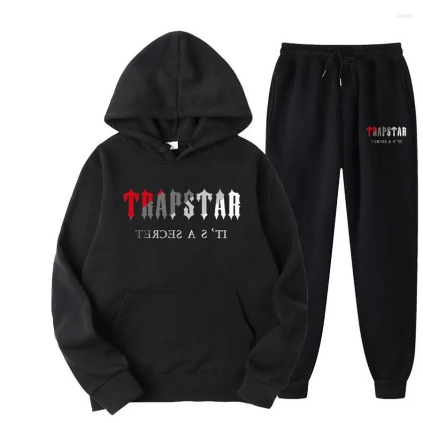 Herenjassen FW22 Trapstar Heren Dames Trainingspak Merk Gedrukt Streetwear Sportkleding WarmTwo Stukken Set Hoodie Broek Jogging H258H