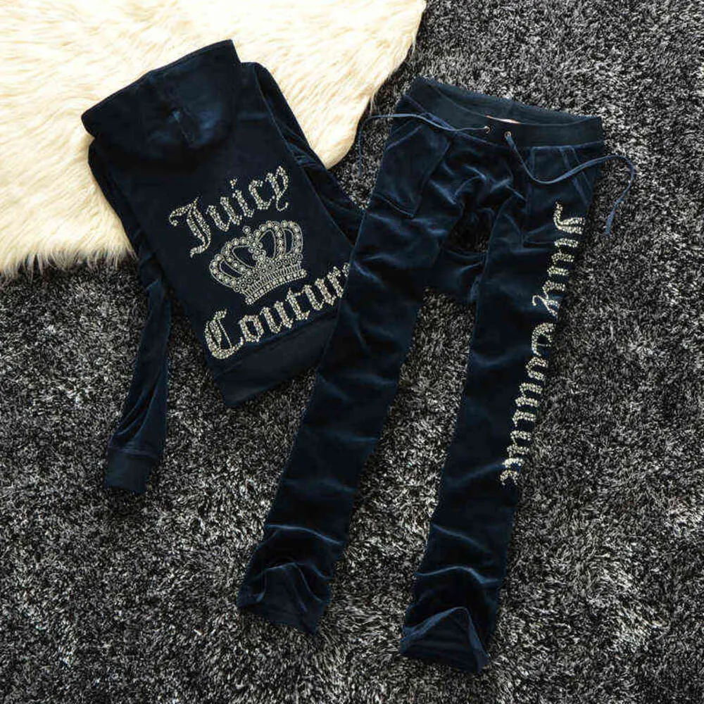 Juicy Women's Tracksuit 2023 Summer Brand Sying Suit Velvet Tracksuits Velor Women Track Hoodies and Pants Met 288ESS