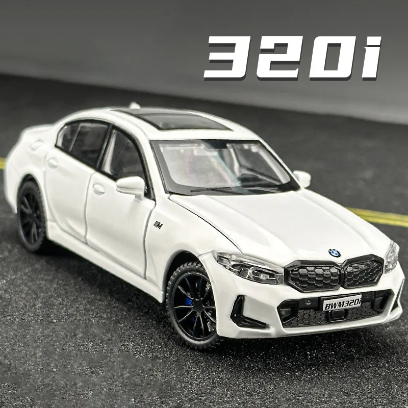 Diecast Model 1 32 320i THE 3 2023 Alloy Diecasts Toy Vehicles Metal Car Sound and light Collection Kids 230918