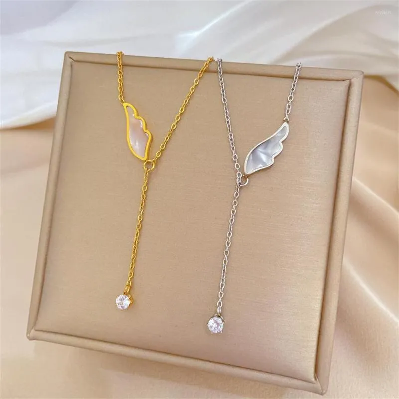 Pendant Necklaces Vintage Angel Wing Necklace Fashion Women Clavicle Chain Jewelry Stainless Steel Collier
