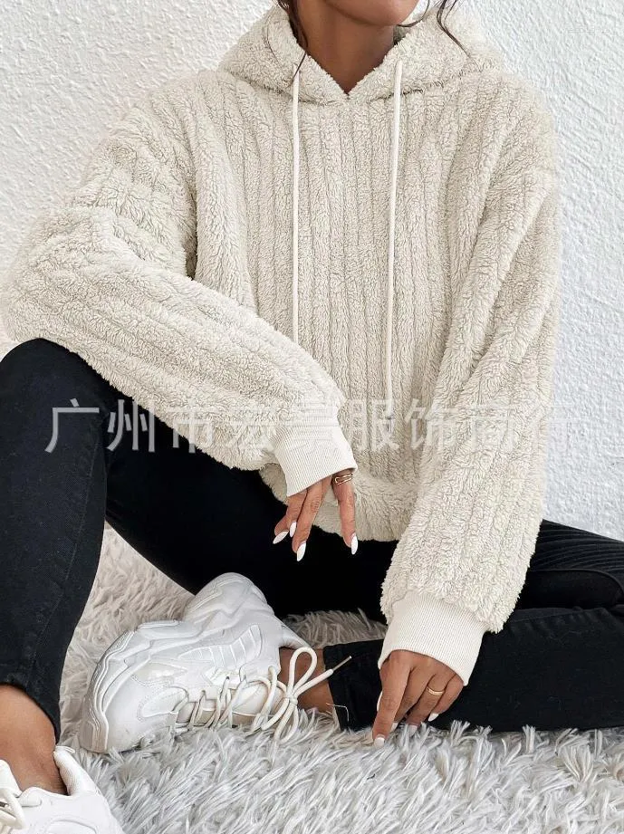 Kadın Hoodies Peluş Pullu Pullover 2023 Sonbahar ve Kış Sıcak Oyuncak Kapüşonlu Drawstring Gevşek Sıradan Sweatshirt