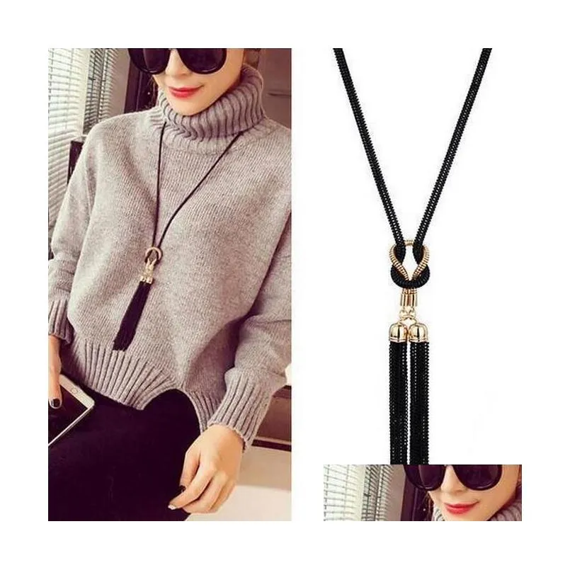 Collier pendentif avec pompons rétro pour femmes, chaîne de pull délicate, accessoires de mode de fête, joli cadeau d'anniversaire, livraison directe Dhfpz