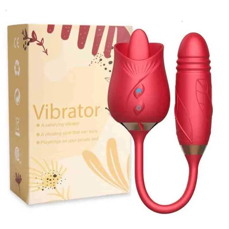 Seksspeeltje Massager Rose Zuigende vibrator met orale tong Sterke 10 likken vibrerende modi Clit Vagina Massage voor vrouwen Volwassen masturbator