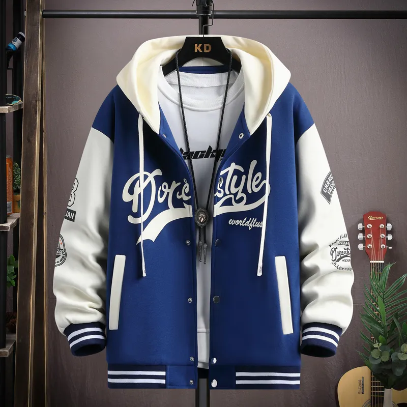 Men s Jackets 2023 Trendy Hip Hop Hooded Baseball Uniform Unisex Lightweight Sportswear Jacket Bomber Autumn Coat Letter Printed 230919