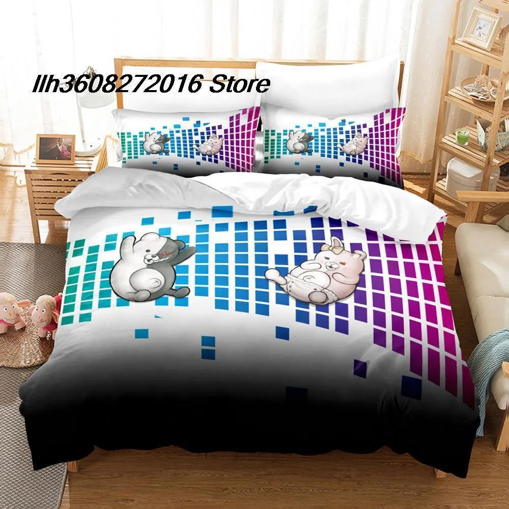 Sängkläder sätter Danganronpa Set Single Twin Full Queen King Size Bed Aldult Kid Bedroom DuvetCover Set 3D Print Anime Sheet 230919