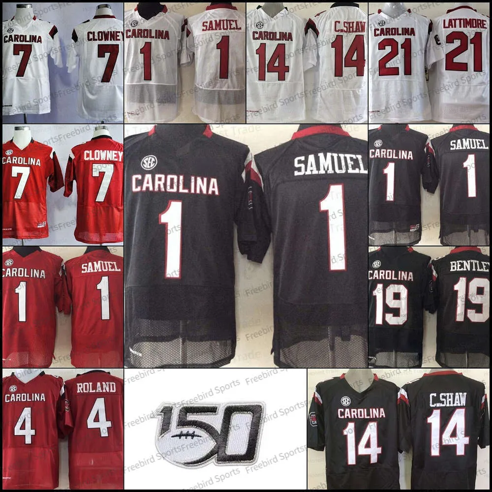 South Carolina Gamecock College Football Jersey Deebo Jake Samuel Bentley Clowney Jadeveon Marcus Lattimore Red White Black Mens Jerseys 150th