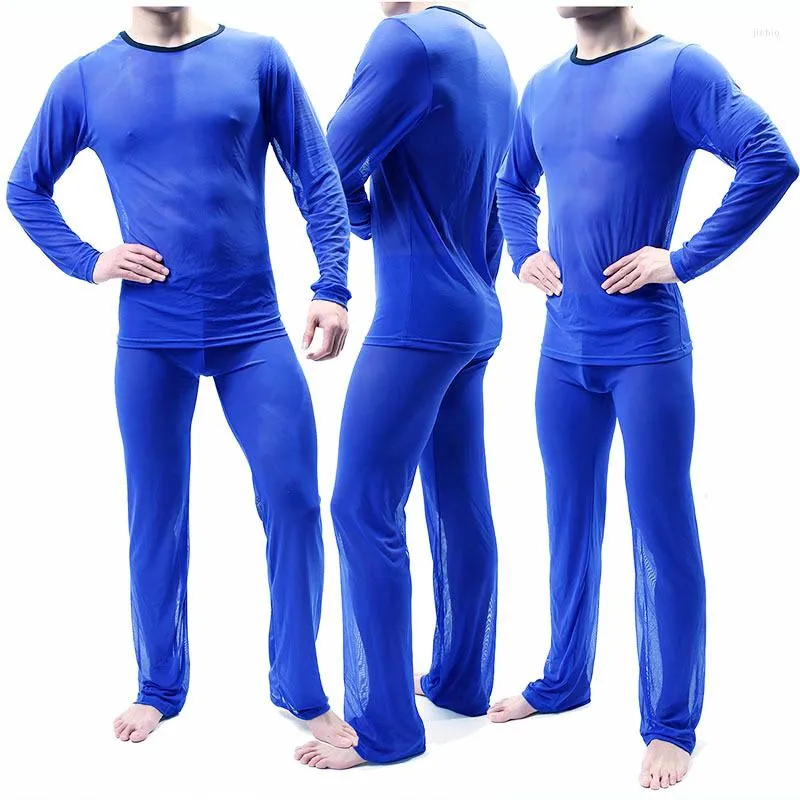 Herren-Thermounterwäsche, Gays Fashion Perspective Bodysuit, Heimtextilien, langärmeliges Hosen-Set, einfarbig, Nachtwäsche, Nachtwäsche, Unterteil