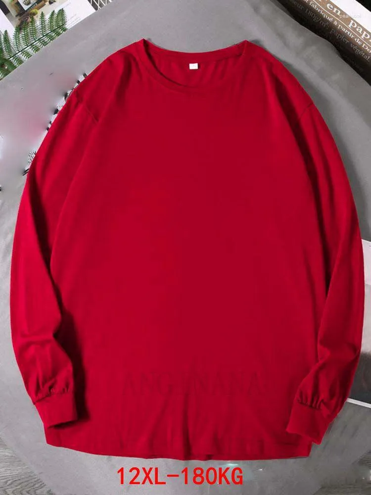 Kvinnors T-skjortor stor storlek 12xl 180 kg T-shirt Big 6xl 8xl 10xl Autumn Crew Neck Långärmad lös överdimensionerad svart topp