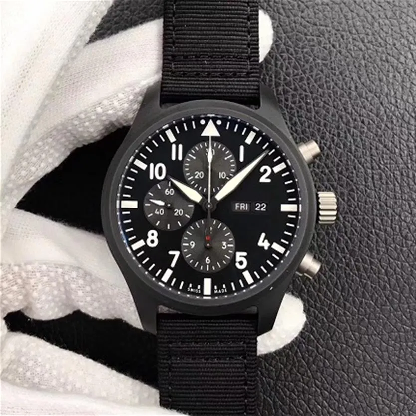 44 5MM CERAMIC CASE NATO STRAP CHRONOGRAPH CHRONO WATERPROOF ZF QUALITY AUTOMATIC MENS MEN WATCH 389101 WATCHES275g