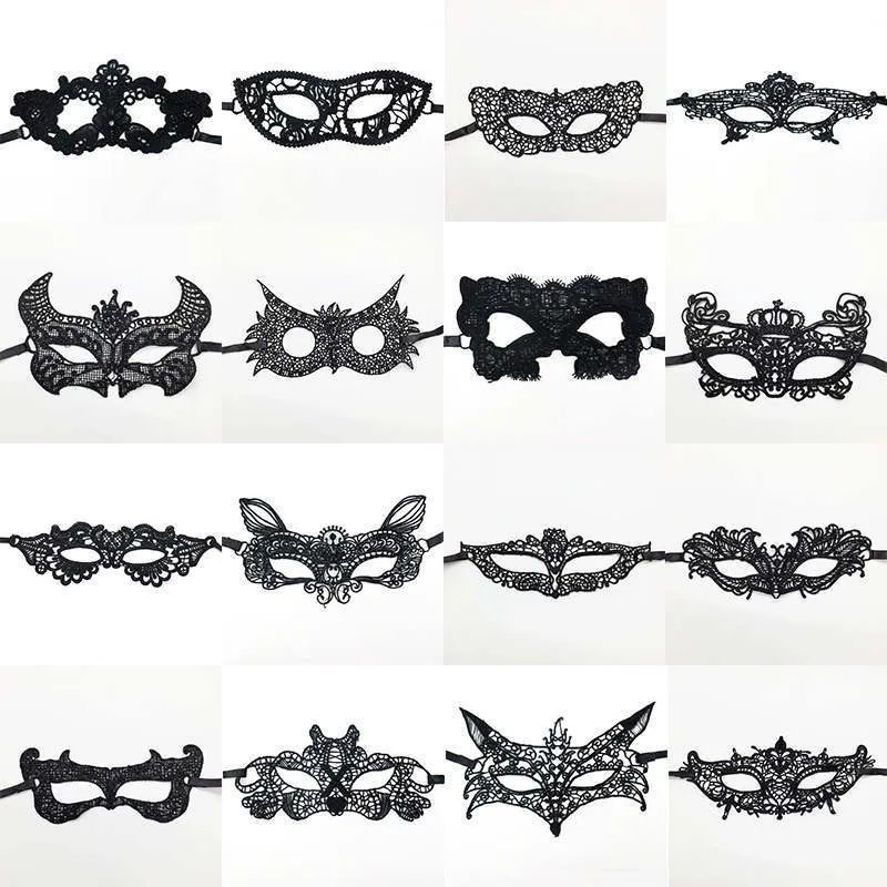 Halloween Masquerade Black Lace Eye Masks Party Visor For Women Festive Fashion Venetian Costumes Carnival Sexy Ladies Queen Dance Nightclub Party Half Face Mask