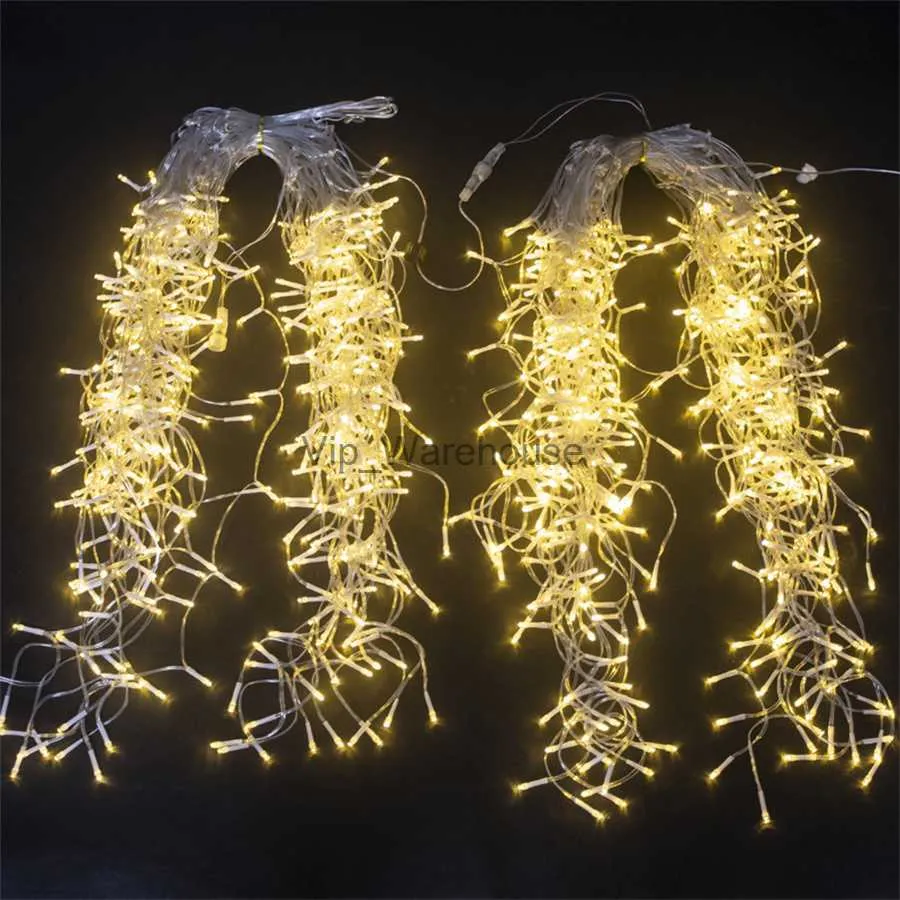 Cadenas de LED Fiesta 400LED 32.8FT Luces de cadena navideñas Luz de carámbano al aire libre Cortina conectable Hada para decoración navideña de bodas navideñas