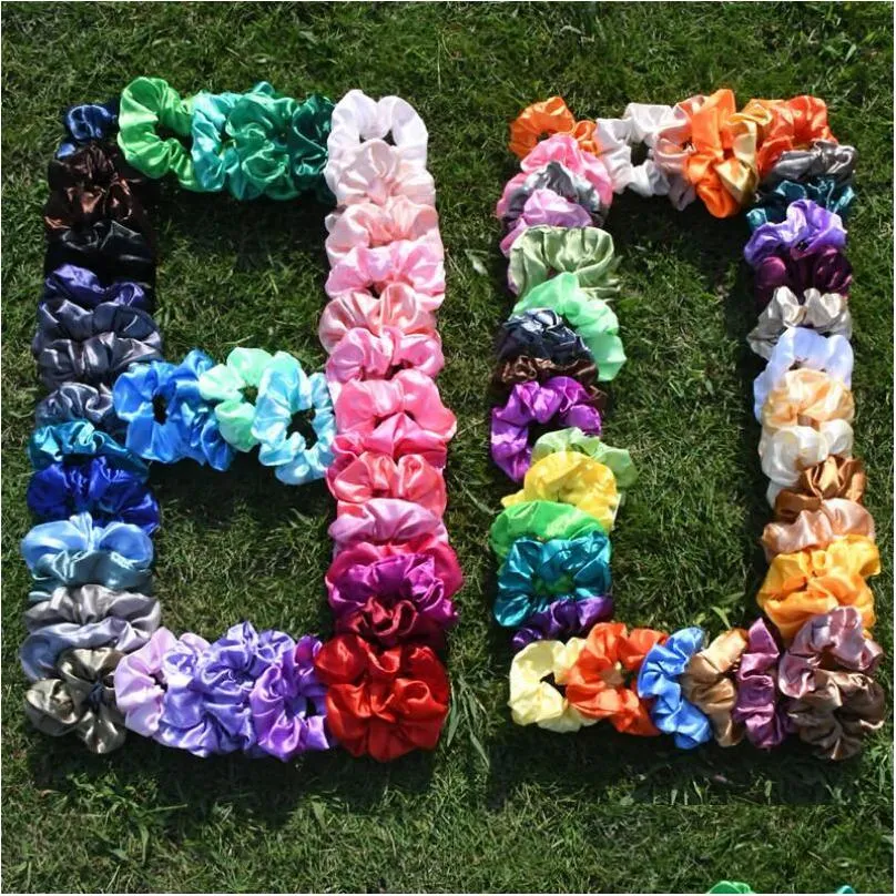 56 colori solidi ragazze elastiche per capelli Scrunchie Scrunchy fascia per la testa coda di cavallo fasce per capelli accessori corda consegna di goccia all'ingrosso Dhxcq