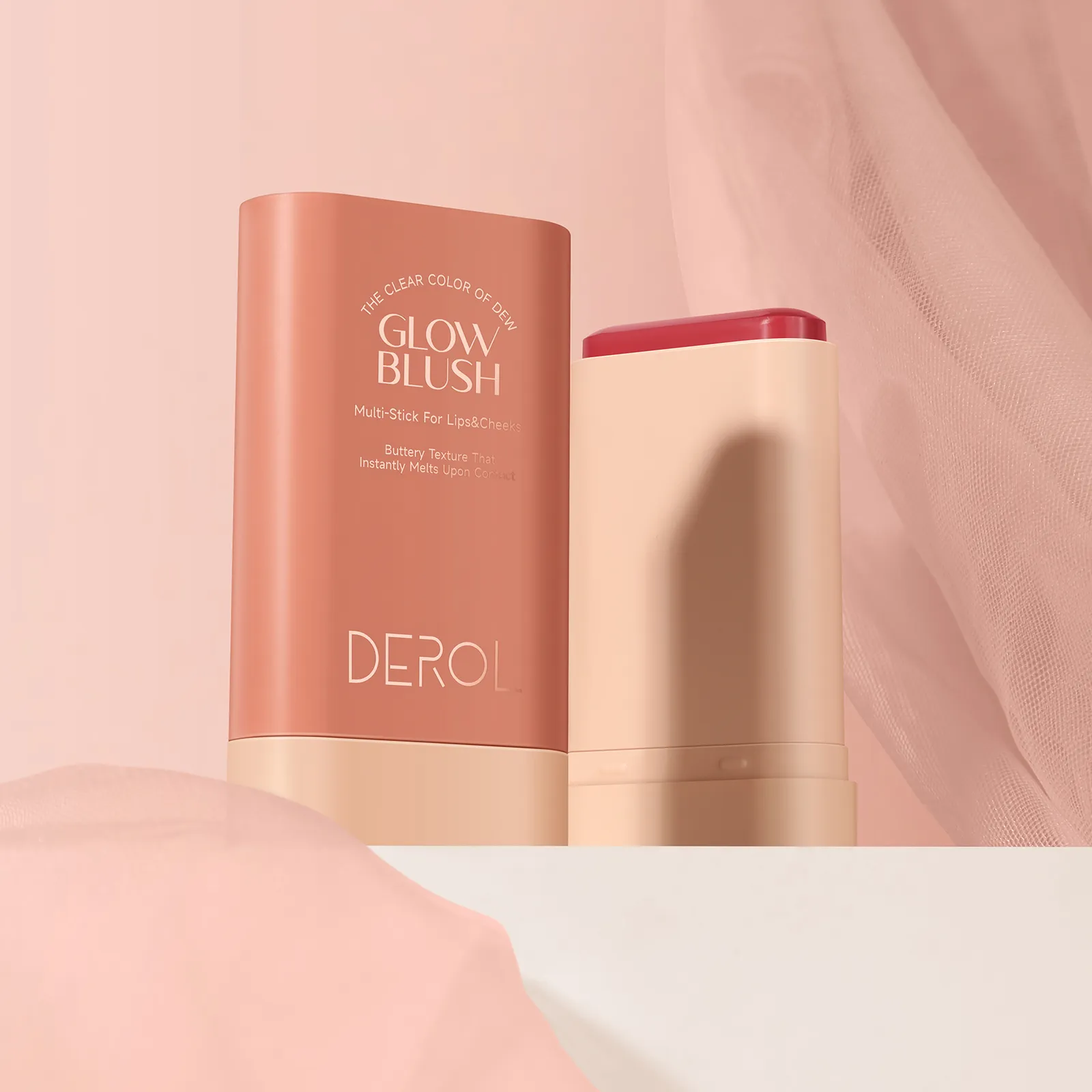 Blush Stick Whispering Softly Glow Colore trasparente della rugiada Multi-stick per labbra Occhi e guance 30g Burroso Rosy Touch Trucco naturale opaco