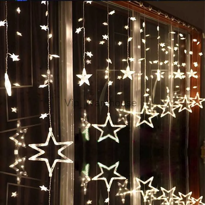 LED-snaren Feest LED-kerstverlichting Stergordijn String LED-slinger Decoratie Kerst Bruiloftslicht 3M Vakantieverlichting buiten AC110V of 220V HKD230919
