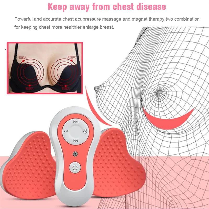 Outros itens de massagem Massagem de mama Ampliação Massageador de mama elétrico com 2 almofadas de massagem Potenciador de peito Máquina de terapia de acupuntura para elevação de seios 230918