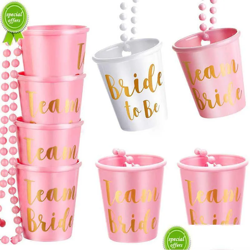 Andere Event Party Supplies 1-6 Stück Team Bride To Be Cup Kunststoff S Gläser Halskette Hen Bachelorette Hochzeitsdekorationen Brautshow DHA8C