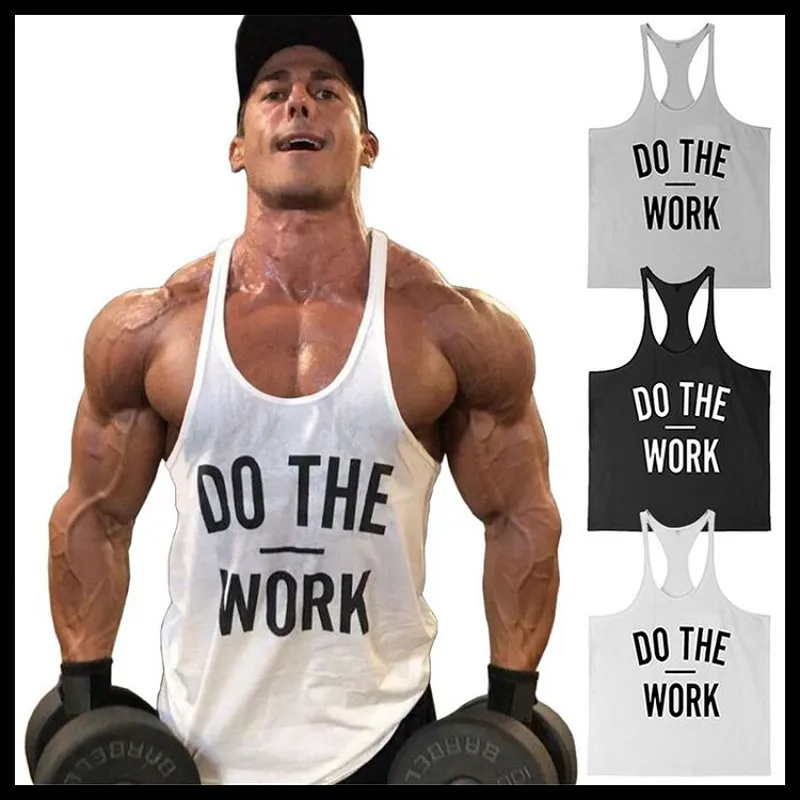 Herrtankstoppar europeiska storlekskläderträning Vest Gym Back Tank Top Men Bodybuilding ärmlös gör arbetsmuskeln 230919