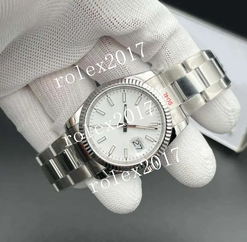 GMF Fabrikası En İyi Zaman Erkek Kadınlar Süper Erkekler 904L Datejust 36mm Jub FLT 904L SS/SS Lume Stick Markers Sapphir Otomatik 3235 Bilek Saatleri ile Beyaz Kadran