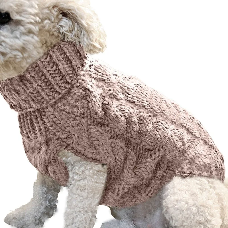 2 PCS小型犬のプルオーバーセーター、寒い気候ケーブルニットウェア、クラシックなタートルネックチワワ、ブルドッグ、ダックスフント、パグ、ヨーキー用の厚い温かい服